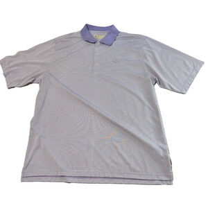 Donald Ross Golf Polo Shirt Men's XL Purple Lavender Striped Short Sleeve Poly